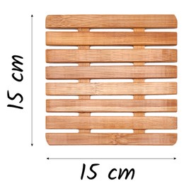 Leddy Living Bamboo Wood Heat Resistant Trivet - Table Mat for Hot and Hot Pans and Cookware - Real Bamboo Wood