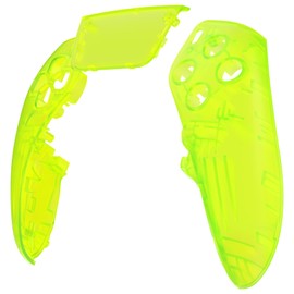 eXtremeRate Left Right Front Shell and Touchpad Compatible with p s 5 Edge Controller, Clear Lime Green Replacement Faceplate Shell Custom Touch Pad Cover Compatible with p s 5 Edge Controller