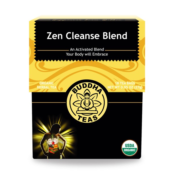 Buddha Teas Organic Zen Cleanse Blend - OU Kosher, USDA Organic, CCOF Organic, 18 Bleach-Free Tea Bags