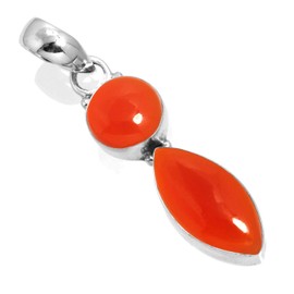 Jeweloporium Natural Orange Carnelian 925 Silver Pendant for Women Stone Cocktail Silver Pendant Necklace Easter Gift Victorian Jewelry