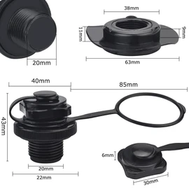 BUZIFU 2pcs Air Valve Inflatable Boat Spiral Air Plugs One-Way Inflation Replacement Anti-Leakage Bungs Screw Valve Airbed Plug Replacement for Rubber Dinghy Raft Kayak Pool Boat Airbeds,Black