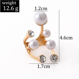 Vintage Crystal Pearl Rings for Women: Stacking, Promise, Open, Trendy Statement Jewelry Gifts (A)