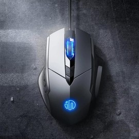 TECHWOLF Mouse Gamer De 6 Botones Negro, Ratón Silencioso Mouse RGB Alambrico USB para Ordenadores, Portátiles Y Teléfonos Móviles (Gris)