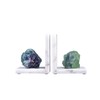AMOYSTONE Marble & Fluorite Bookends - Heavy Duty L-Shape Book