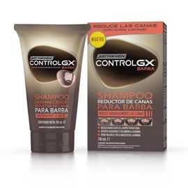 Just For Men Control GX Champú Para Barba, Reduce Gradualmente las Canas en Cada Lavado Para un Resultado Sutil Y Natural, Para Todos Los Tonos, 118 ml
