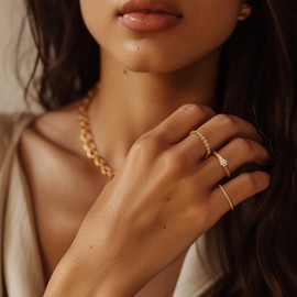 ODIHUI 14K Gold Rings for Women Gold Wedding Rings for Women Gold Non Tarnish Rings A Lightweight Luxury Love Story in Gold Promise Rings 5-9 (6)