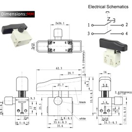 2-Pack HY15C SPST Push Button Switch - 12A 250V / 18A 125V IP54 Waterproof - Compatible with KEDU HY15C, Lawn Mowers & Outdoor Power Tools - Fixes Start/Stop Failures