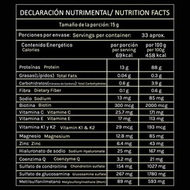GUINART Colágeno Hidrolizado 500g, con Ácido Hialurónico, Vitaminas C, E, K1, K2, Coenzima Q10, Magnesio, Glucosamina, MSM, Zinc, Sin Colorantes, Sin Gluten, Endulzado con Estevia