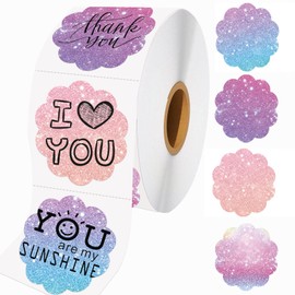 Wonlabel 2 x 2 Flower Thermal Labels, 2 inch Round Thermal Sticker Label for Business and Home, Circle Thermal Printer Labels for DIY Logo Design, Thanks Card, 500 PCS/1 Roll