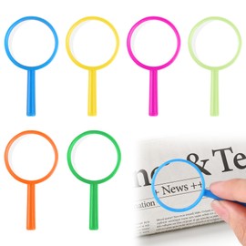 6Pcs Kids Magnifying Glass Colorful Mini Handheld Toy Magnifying Party Bags Fillers Portable Learning Toys for Kids for Children Science Class Reading Exploring Observation Crafts