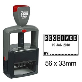 Printtoo Heavy Duty Dater Stamp with Received by Text Self Inking Office Document Date Rubber Stamp-Black