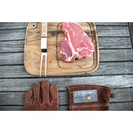 Outset Leather Grill Gloves, Set of 2 Brown Leather BBQ Gloves