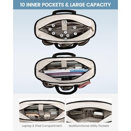 LOVEVOOK Work Tote - Women's 15.6 Inch Laptop Bag for Work, Travel, College & Daily Use - Multi Pocket Professional Computer Bag