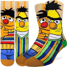 Good Luck Sock Men's Sesame Street, Bert and Ernie Socks, Adult, Shoe Size 8-13