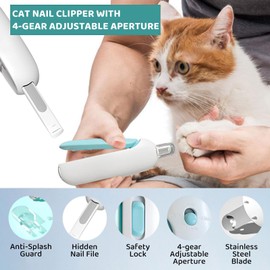 Lyvixora Cat Nail Clippers – Adjustable Aperture Pet Nail Trimmer with 4 Gears & Nail File, Safe & Easy Grooming Tool for Cats & Small Dogs (Prevents Over-Cutting)