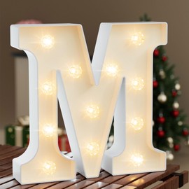 Light Up Letters, LED Letter Lights 26 Alphabet, Diamond Bulb Marquee Light Up Letters, Lighted Letter Sign Night Light for Home Party Wedding Birthday Graduation Decor-M
