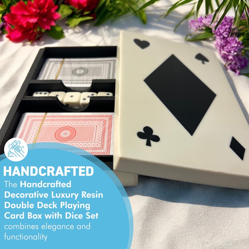 Thorness Elegant Handcrafted Luxury Resin Double Deck Playing Card Box
