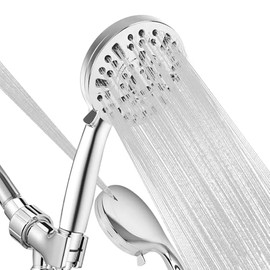 Shower Head,10 mode High Pressure shower head with handheld, Anti-clog Nozzles, Built-in 2 Power Wash to Clean Tub, Tile & Pets, High Flow Hand Held Shower Head, Leakproof 59 Inch Hose&Metal Bracket