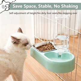 J&L VVMEET Hanging Dog Bowls, Cage Automatic Cat Food and Water Bowl Set