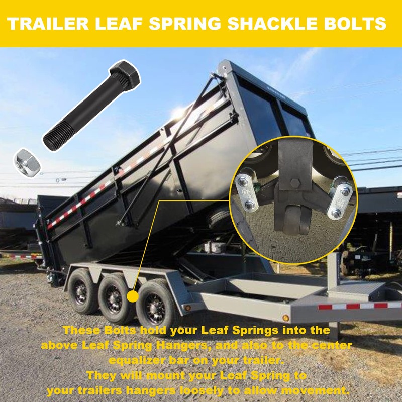 9/16"-18 X 3 Long Trailer Leaf Spring Shackle Bolts (Grade