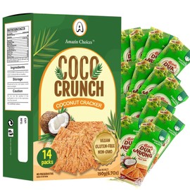 COCO Crunch Coconut Crackers by Amazin Choices – Crispy Vegan Coconut Chips, Plant-Based Toasted Cookie Thins, Healthy Tropical Snack for Adults Kids (Pack of 1)