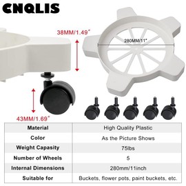 CNQLIS 5 Gallon Bucket Dolly with 5 Smooth-Rolling Swivel Casters,75 lbs,No Tip or Spilling for 5 Gallon Bucket and Flowerpot,11" Inside Diameter