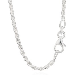 NKlaus 5698 Cord Chain Necklace 925 Silver 50 cm Width 2.0 mm 6.8 g Heavy, Sterling Silver, No Gemstone