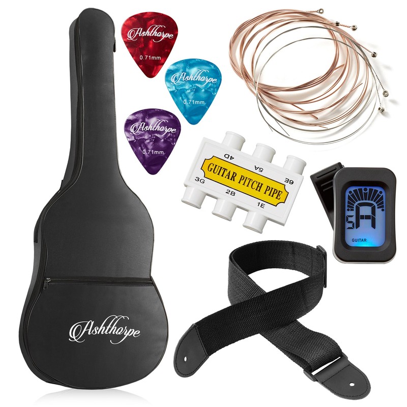 Ashthorpe 38-inch Beginner Acoustic Guitar Package (Blue), Basic Starter Kit