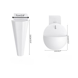MIXNEX 2-Pack Wall-Mounted Hydroponic Planters – Hanging Flower Vases for Indoor Plants – Half-Round & Long Tube Plastic Wall Vases with Hooks (White)
