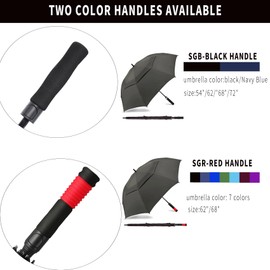 SIEPASA Golf Umbrella Large 62/68/72 Inch Automatic Open Golf Umbrella Extra Large Oversize Double Canopy Vented Umbrella Windproof Waterproof for Men and Women.(Black, 72",Black Handle)