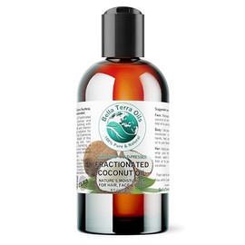 Bella Terra Oils Aceite De Coco Fraccionado Orgánico De 8 Oz: Experimente La Pureza Del Coco Líquido, Repleto De Ácidos Grasos Esenciales, Y Mejore Sus Rituales Para La Piel.