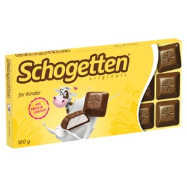 Schogetten Schogetten für Kinder 100g Schokoladentafel, Vollmilchschokolade mit cremiger Milchcreme, praktisch einzeln portioniert. Ein Genuss. Stück für Stück.