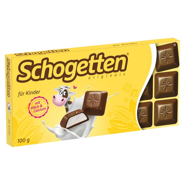 Schogetten Schogetten für Kinder 100g Schokoladentafel, Vollmilchschokolade mit cremiger Milchcreme,