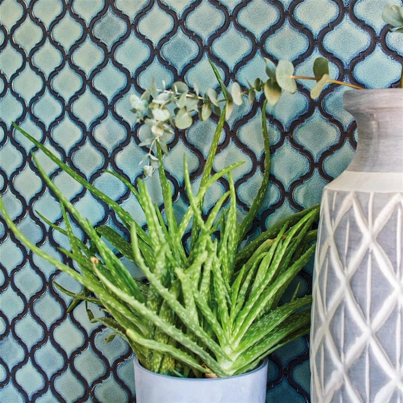 Ceramic Mosaic Tiles Trier Florentine Blue Speckled Shiny Wall Floor