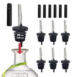 Esatto 6 Pack Metal Pourer Spouts for Oversized Bottles, Includes 6 Dust Caps to Protect from Dirt & Debris, Pour Spouts for Bottles, Liquor Bottle Pourers for Alcohol & Olive Oil
