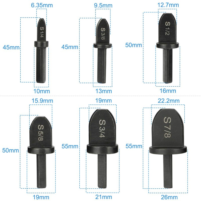Saipor 6PCS Swaging Tool Drill Bit Set Copper Pipe Flaring