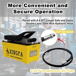 Air Hydraulic Pump 10,000 PSl, 1.7L Reservoir, NP]3/8" Oil Outlet, NPT 1/4"Inlet, Hydraulic Pump AirHydraulic Foot Pump with 6.6ft Pipe, Yellow