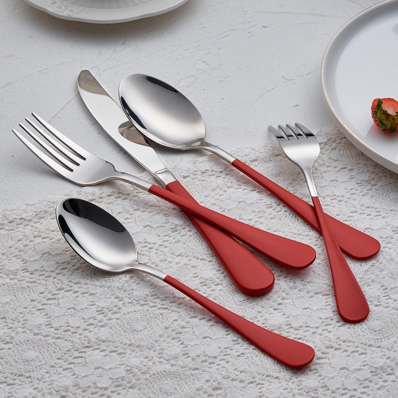 Onlycooker Red Silverware Set 20 Piece 18/0 Stainless Steel Flatware