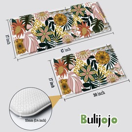 Bulijojo Boho Floral Anti Fatigue Kitchen Floor Mats Set of 2 Waterproof Kitchen Sink Runner Rug Standing Mat Cushioned Kitchen Rugs Comfort Doormat 17"x47"+17" x30“