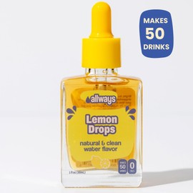 Allways Drops Natural Lemon Water Enhancer | Sugar-Free, Zero Calories, Monk Fruit Sweetened | Glass Bottle for On-the-Go Hydration | Kids & Adults | 50 Servings