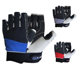 MRX Sailing Gloves Fishing Kayak Gloves for Men & Women Rowing Water Ski Canoe Paddle Gloves Sailing Gear Women Paddling Gloves Short Finger Sailing Kayaking Gloves (Black/Blue, L)