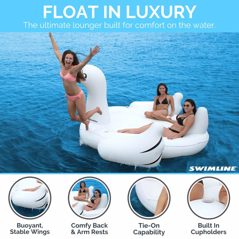 Swimline Mega Swan Inflatable Pool Float w/Cup Holders 850lb Capacity