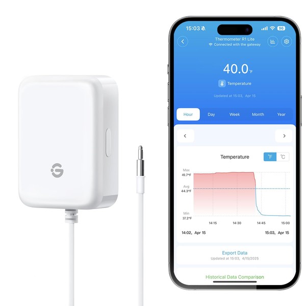 GoveeLife Refrigerator Freezer Thermometer 1 Pack, Bluetooth Temperature Sensor with
