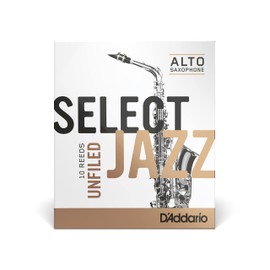 D'Addario Select Jazz Alto Sax Reeds, Unfiled, Strength 4 Strength Hard, 10-pack