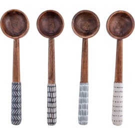 Karma Gifts Enamel Tasting Spoons, One Size, Black & White