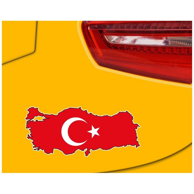 Samunshi® Turkey Car Sticker in National Colours 10 x 4.4