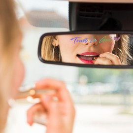 HJZHII 3X Trust in God Rear View Mirror Sticker, Rearview Mirror Decal with Heart Car Window Decals Self Affirmations Car Mirror Stickers for Women Water Bottle Laptop Accessories Gifts(Silver)