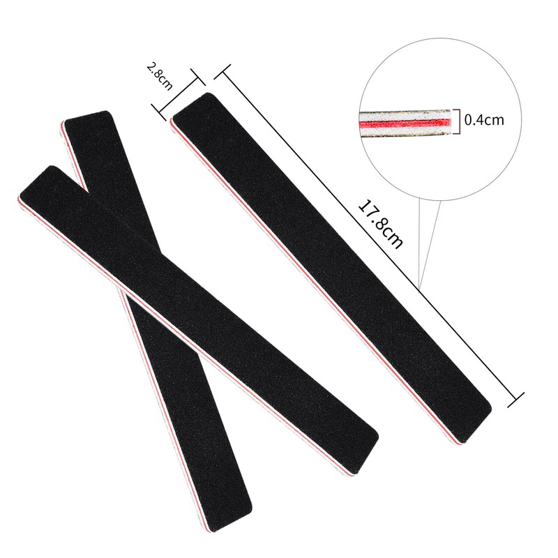 LNAUJS 10 Pack 100/180 Grit Nail Files, Black Professional Reusable