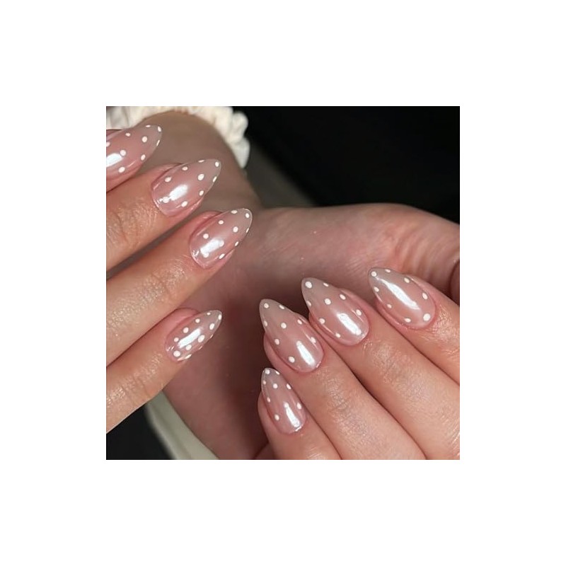 SXVME Uñas postizas de lunares almendra, uñas postizas de donut