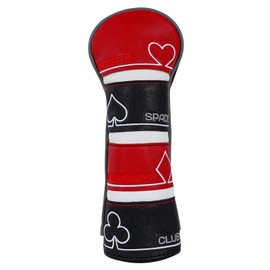Craftsman Golf Poker Spade Hearts Diamonds Club Black and Red Rescue Hybrid Headcover Travel Protector